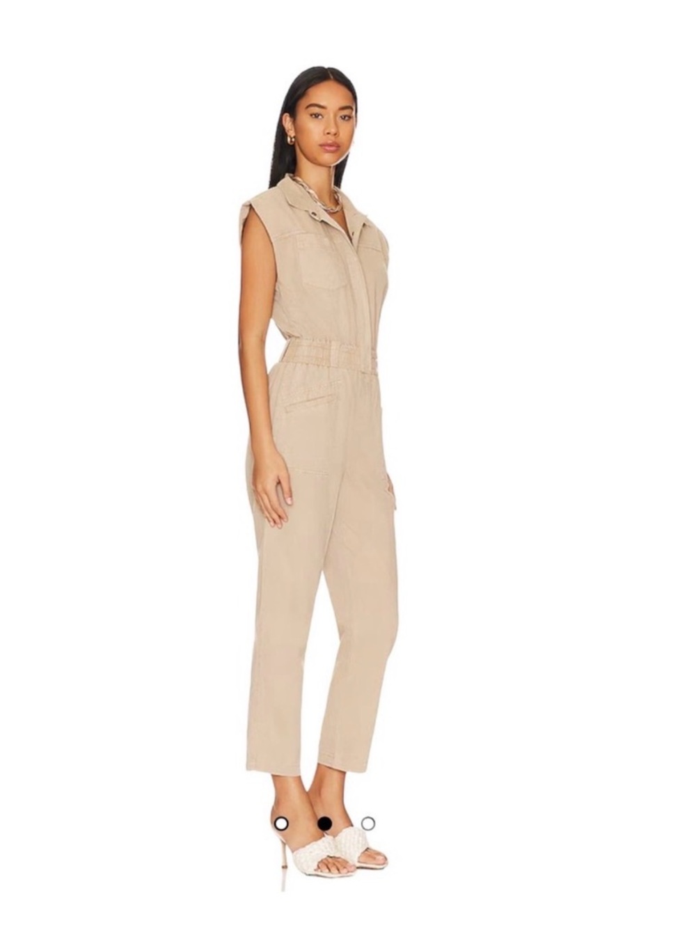 pistola Rosie Padded Shoulder Cotton Jumpsuit